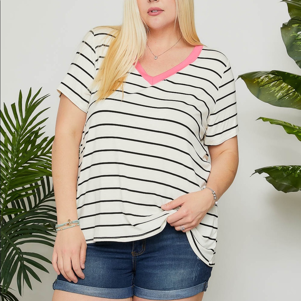 V-Neck Striped T-shirt